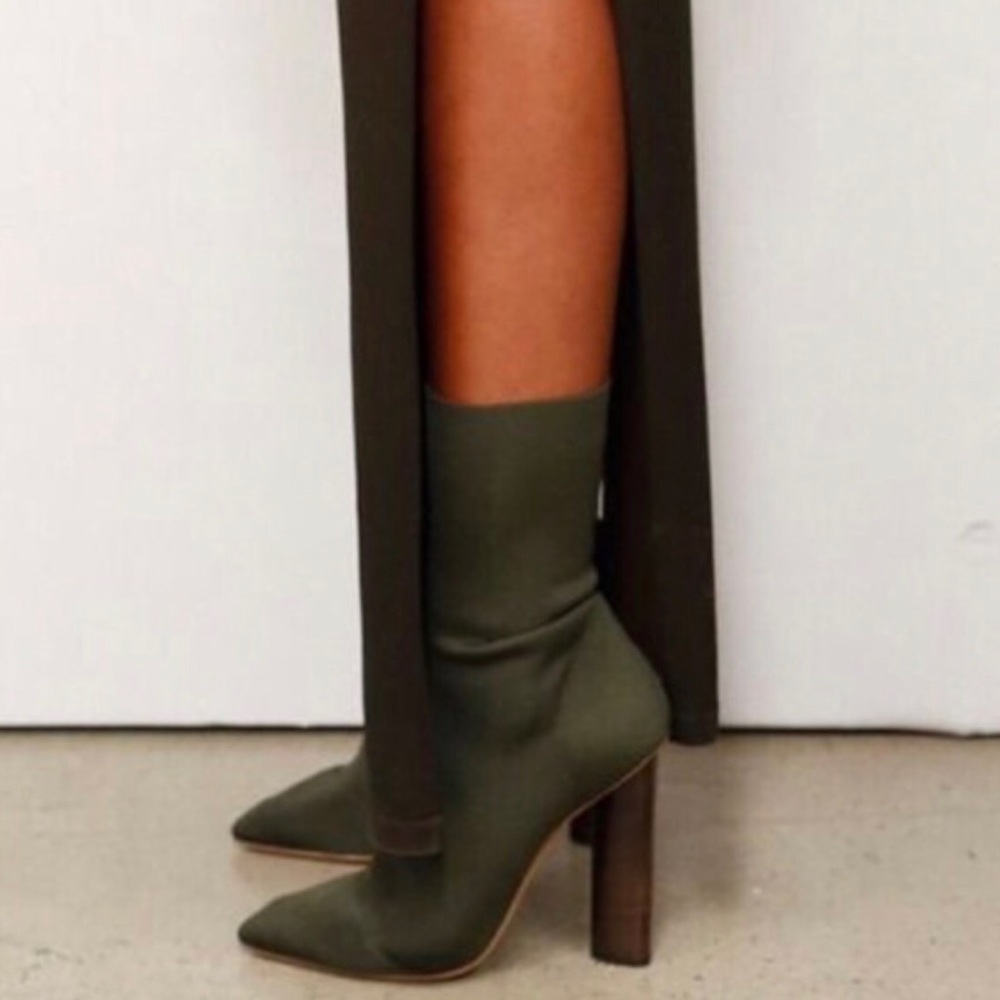 Yeezy inspired olive sock booties